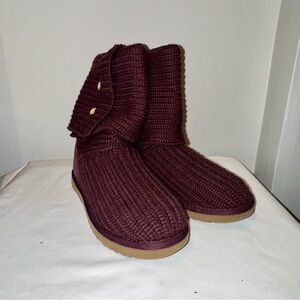 UGG Burgundy Cardi Knit Boots